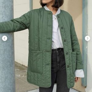 Everlane Cotton Quilted Jacket Green Small